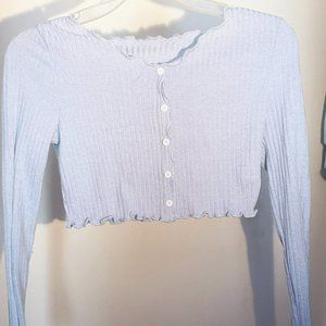 Blue long sleeve crop top